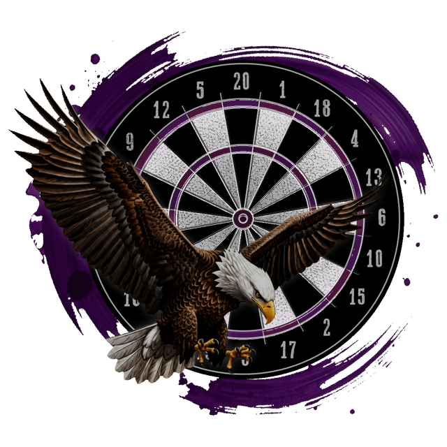 Vereinslogo DC Flying Eagles: Adler vor einer Dartscheibe